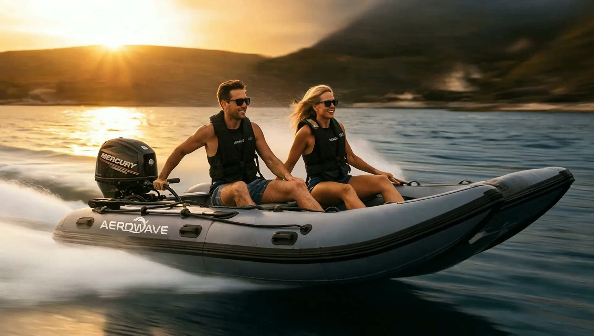 Real Aerowave Viper 400 Open Bow catamaran underway